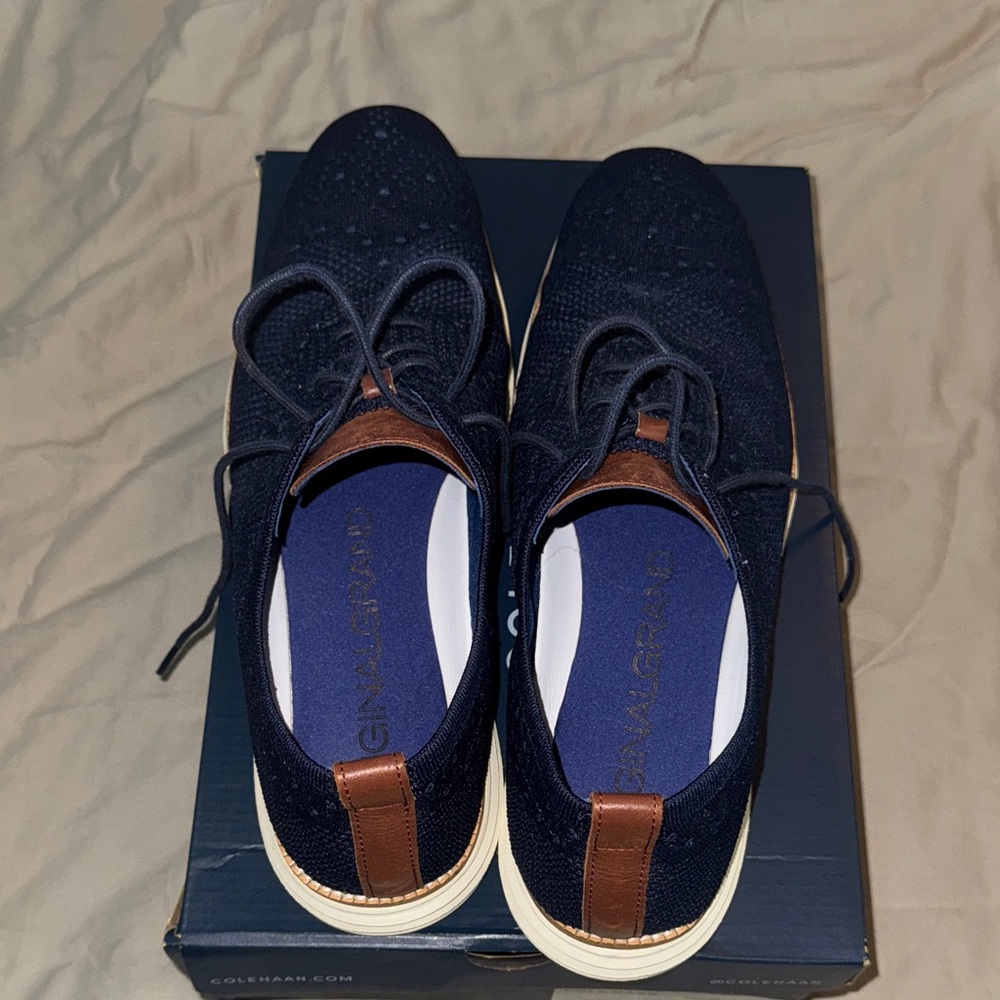 Cole Haan Navy OG grand stitchlite wingtip Oxford